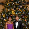 Obamas in Front of Christmas Tree