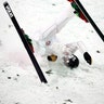Lewis Irving of Canada falls during the qualifications of the Freestyle Skiing