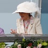 Britain's Queen Elizabeth and Britain's Princess Michael of Kent talk at the Epsom Derby Festival in Epsom, England, June 7, 2014