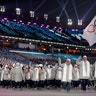 Athletes from Russia march behind an Olympic flag during the opening ceremony of the 2018 Winter Olympics in Pyeongchang