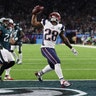 New England Patriots' James White scores a touchdown in the first half of Super Bowl 52 against the Philadelphia Eagles