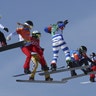 Competitors in the women's snowboard cross final at the Pyeongchang 2018 Winter Olympics