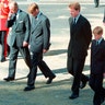 Prince Philip, Prince William, Earl Spencer, Prince Harry and Prince Charles follow the coffin of Diana, Princess of Wales, September 6, 1997