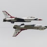 Two US Air Force Thunderbird F 16 aircraft