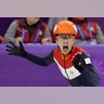 Suzanne Schulting of the Netherlands winning the women's 1000 meters short track speed skating final at the Winter Olympics