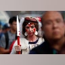 Rebecca Miller, dressed as Princess Mononoke, waits in line for the first day of Comic-Con