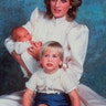 Princess Diana with sons Prince William and Prince Harry, in London in 1984