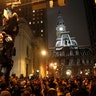 Philadelphia Eagles fans celebrate the team's victory in NFL Super Bowl 52 against the New England Patriots, Sunday