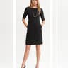 Sleeved Faux-Leather Trim Dress