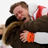 Shaun White of the United States, celebrates winning gold after the men's halfpipe finals at the 2018 Winter Olympics