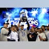 Hoisting the trophy