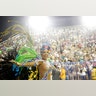 A dancer from the Paraiso do Tuiuti samba school performs at the Sambadrome in Rio de Janeiro. 