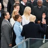 U.S. President Donald Trump takes the oath of office from Supreme Court Chief Justice John Roberts with his wife Melania, and children Barron, Donald Jr, Eric, Ivanka and Tiffany at his side during inauguration ceremonies in Washington.