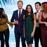 Visitors look at wax figures of Britain's Prince Harry and his fiancee Meghan Markle at Madame Tussauds in London, May 9, 2018