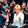 Diana, Princess of Wales, Patron of the English National Ballet after a lunch function at their London headquarters August 28, 1996