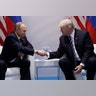 President Donald Trump shakes hands with Russian President Vladimir Putin at the G-20 Summit, Friday, July 7, 2017, in Hamburg, Germany