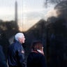 Interior Secretary Ryan Zinke VP Mike Pence, and his wife Karen at the Vietnam Veterans Memorial on Veterans Day