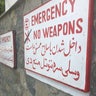 Sign at EMERGENCY in Kabul, Afghanistan 