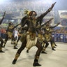 Dancers from Vila Isabel samba school perform at the Sambadrome in Rio de Janeiro.