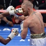  Floyd Mayweather Jr. and Conor McGregor during their boxing match in Las Vegas