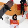 Shaun White of the United States, after winning gold in the men's halfpipe finals at the 2018 Winter Olympics, February 14, 2018