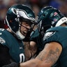 Philadelphia Eagles quarterback Nick Foles celebrates after catching a pass for a touchdown in Super Bowl 52