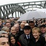 Merkel, Gorbachev Cross Bridge