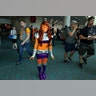An attendee poses for a picture as she arrives at Comic-Con International in San Diego