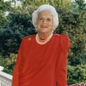 Mrs. Barbara Bush poses for a portrait on the balcony of the Vice President's residence at the US Naval Observatory