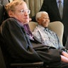 During a visit to South Africa, Stephen Hawking sat down with former South African President Nelson Mandela in Johannesburg May 15, 2008.