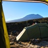 A view of Mount Kilimanjaro from base camp in Tanzania.