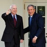 U.S. President George W. Bush and presumptive Republican presidential nominee John McCain walk toward the Oval Office