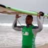 Joseph Perez surf board on head