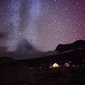 A starry night at base camp on the trail up Mount Kilimanjaro.