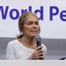 FILE - In this May 19, 2015 file photo, U.S. activist Gloria Steinem speaks among the members of the Women Cross DMZ group during a press conference before they leave for Pyongyang, at a hotel in Beijing, China. Steinem and a group of 29 other women from 15 countries are set to walk across the Demilitarized Zone dividing North and South Korea on Sunday, May 24 after obtaining a rare green light from both governments. (AP Photo/Andy Wong, File)