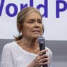 FILE - In this May 19, 2015 file photo, U.S. activist Gloria Steinem speaks among the members of the Women Cross DMZ group during a press conference before they leave for Pyongyang, at a hotel in Beijing, China. Steinem and a group of 29 other women from 15 countries are set to walk across the Demilitarized Zone dividing North and South Korea on Sunday, May 24 after obtaining a rare green light from both governments. (AP Photo/Andy Wong, File)