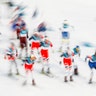 Athletes in action during the 7.5km Skiathlon