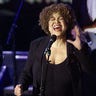 Mavis Staples (R) and Yvonne Staples (L) perform after they and the rest of the Staples Singers accepted their induction into the Rock & Roll Hall of Fame at the 14th Annual Rock and Roll Hall of Fame Induction Ceremony at New York's Waldorf Astoria Hotel, March 15.**DIGITAL IMAGE** - PBEAHULVYBQ