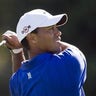 Tiger Woods Takes Shot 