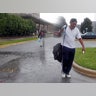 Evacuees leave storm's path