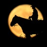 A full moon rises behind U.S. Border Patrol agent Josh Gehrich as he sits atop a hill while on patrol near Jacumba, California.