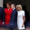 French President Emmanuel Macron and his wife Brigitte Macron, with President Donald Trump and First Lady Melania Trump in Paris