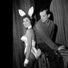 Playboy founder Hugh Hefner poses with 