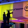 Workers at Intel booth