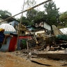 Houses damaged by a mudslide during heavy rains of Tropical Storm Nate that affects the country in San Jose, Costa Rica, October 5, 2017