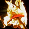 A hat with President Donald Trump's presidential campaign slogan on it is set ablaze during rally.