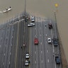 Interstate 10 is closed due to floodwaters from Tropical Storm Harvey Tuesday, in Houston
