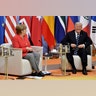 German Chancellor Angela Merkel and US President Donald Trump at the start of the 