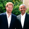 Britain's Prince Harry with former US President Barack Obama following a meeting at Kensington Palace in London, May 27, 2017