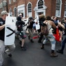 Members of white nationalists clash a group of counter-protesters in Charlottesville, Virginia, August 12